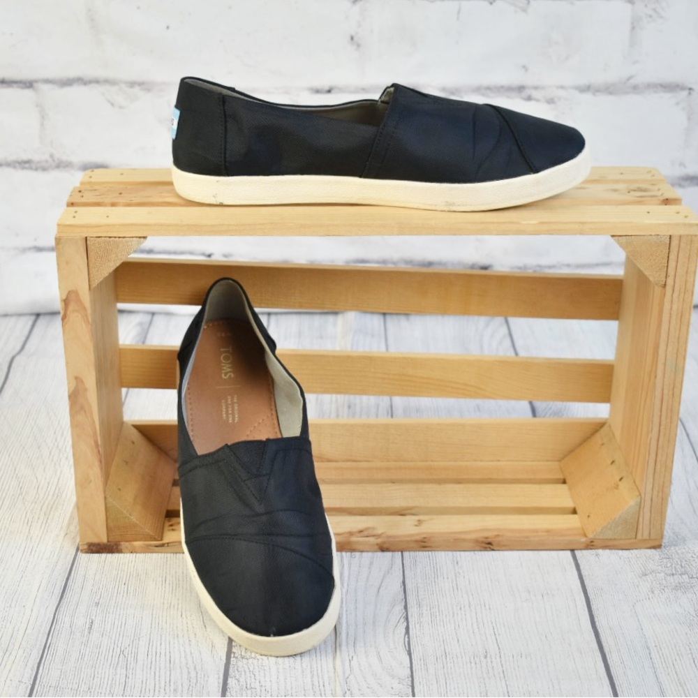 Toms Black Alpargata Plus Black Canvas Womens Shoes  W 9.5